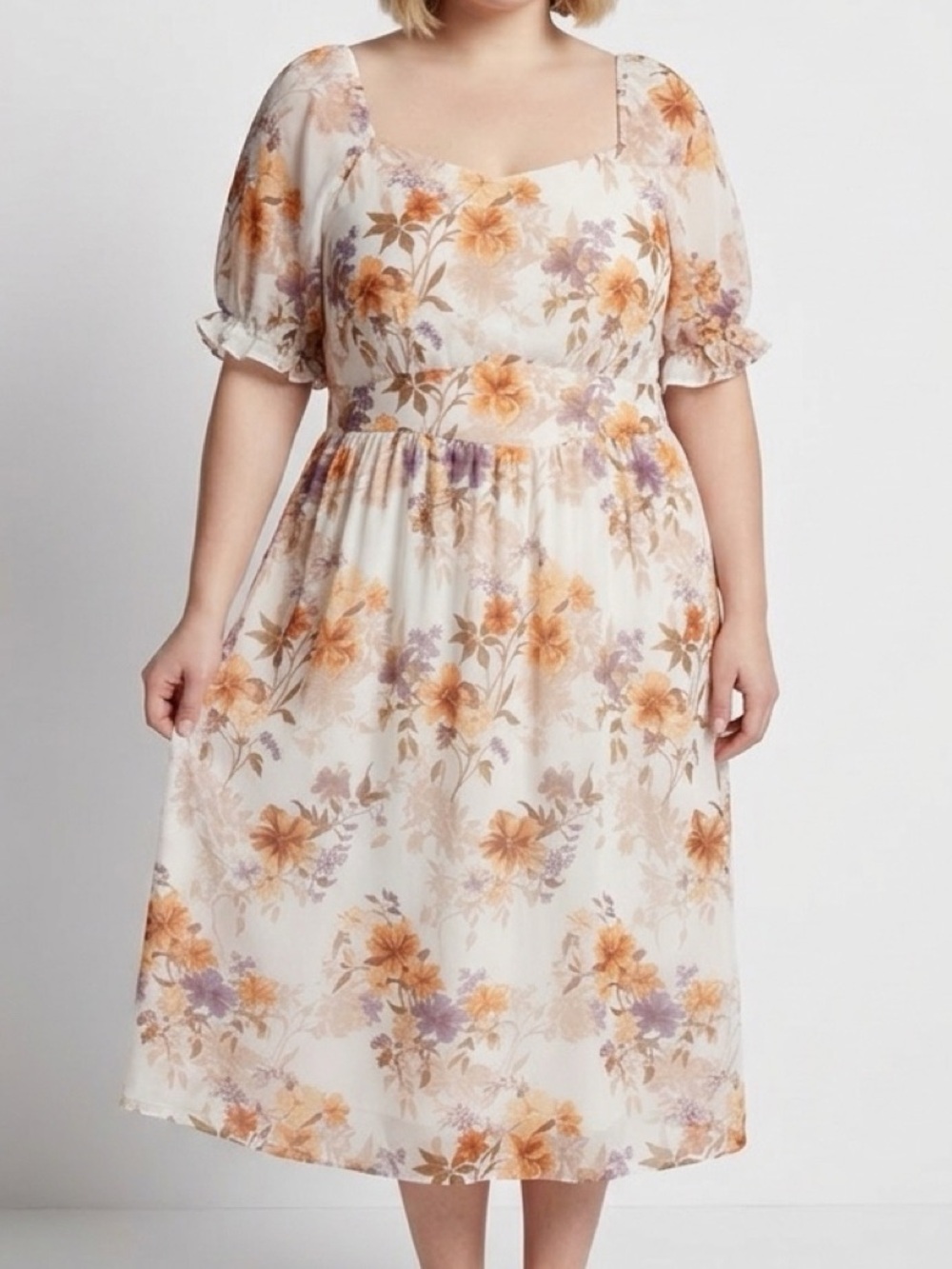 BloomChic Maxi Ruffle Sleeve Maxi Dress Floral Print Cottagecore Sz 18-20W